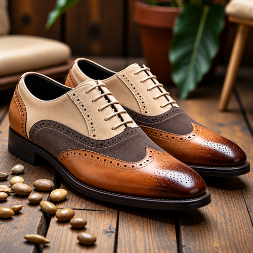 Classic Two-Tone Wingtip Brogue Oxfords