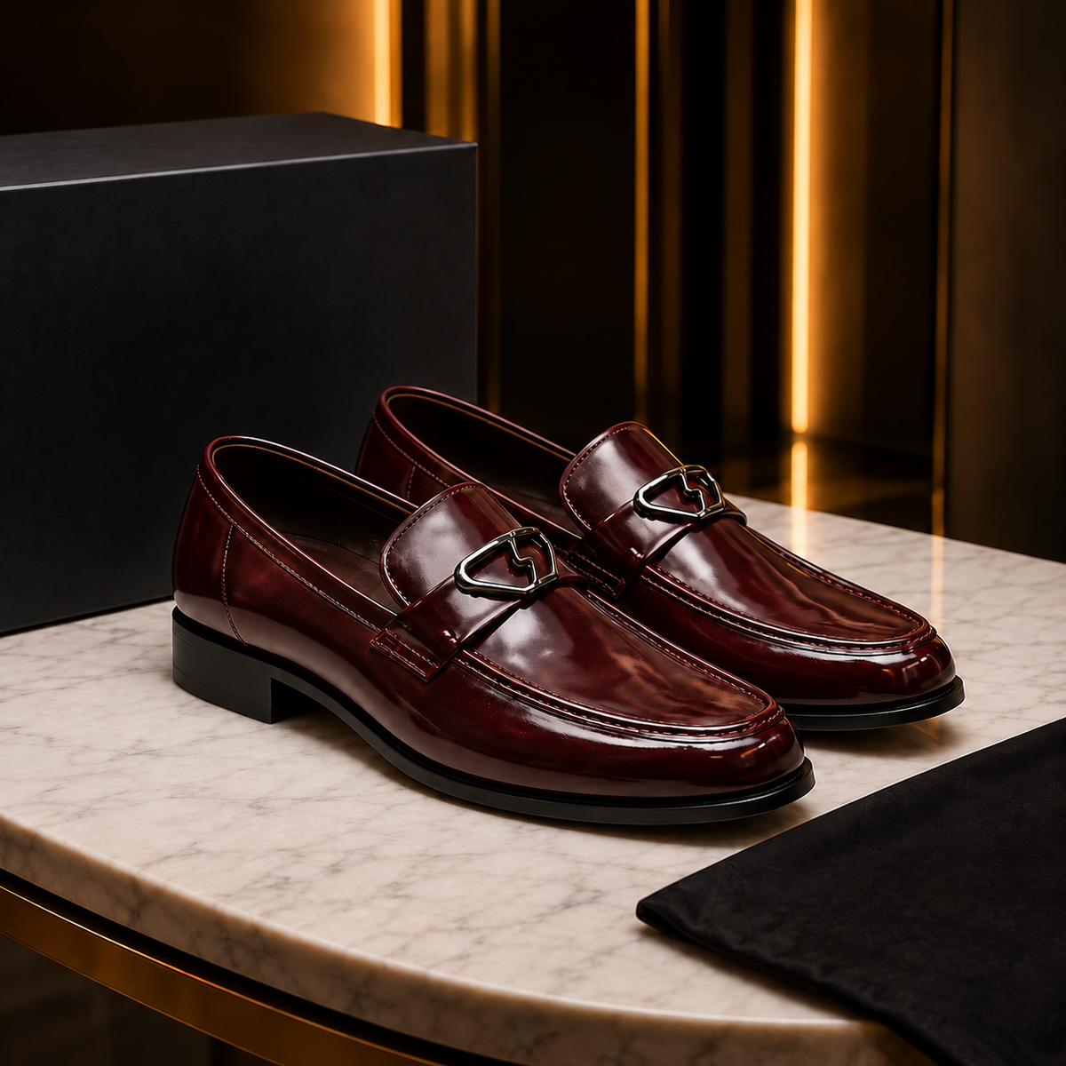 Handmade Men's Royal Burgundy Horsebit Loafers